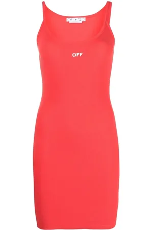 OFF-WHITE Logo-print rib-knit dress