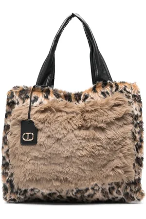 Twin-Set Leopard-print faux-fur tote bag