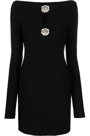 BLUMARINE Rose-brooch-detail mini dress