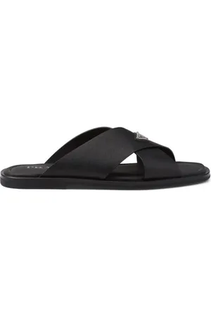 Prada Crisscross logo-triangle leather sandals