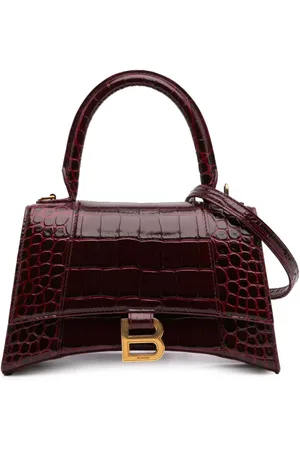 Balenciaga 2008 Small Croc Embossed Hourglass Top Handle Bag satchel