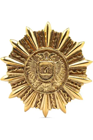 CHANEL 1970-1980 Plated Sunburst Brooch costume brooch