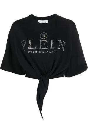 Philipp Plein Embellished-logo cropped T-shirt
