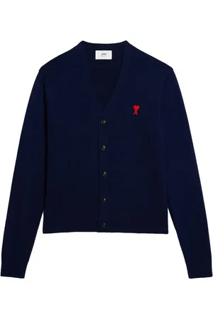 Ami Ami de Coeur-embroidered motif merino cardigan
