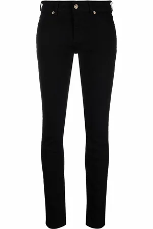 VERSACE Logo-embroidered skinny jeans