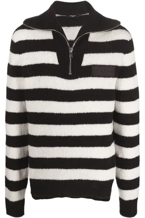 Balmain Horizontal stripe knitted quarter-zip jumper