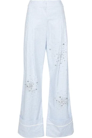 Des Phemmes Crystal-embellished gingham-print trousers