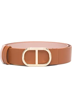 Twin-Set Engraved-buckle leather belt