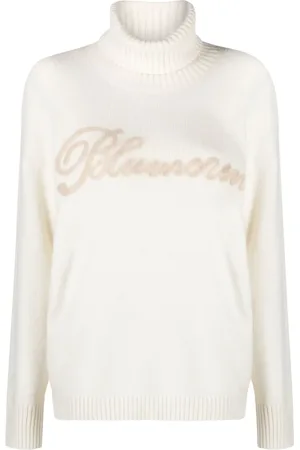 BLUMARINE Logo-lettering rollneck jumper
