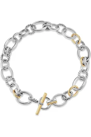 David Yurman 18kt yellow gold DY Mercer diamond chain necklace (25mm)