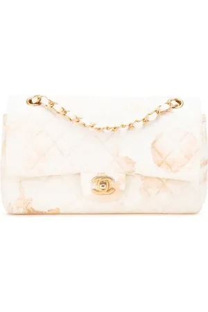 CHANEL 2018 Medium Classic Printed Denim Floral Double Flap shoulder bag
