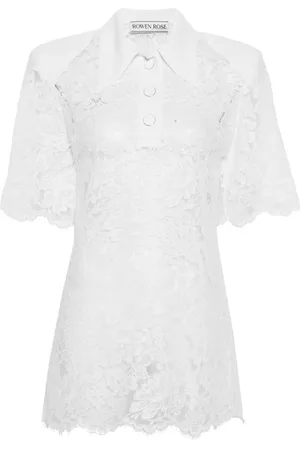 Rowen Rose Floral-lace polo top