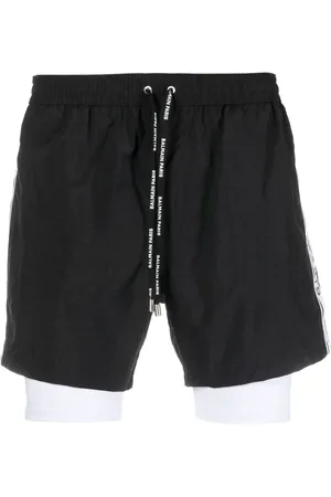 Balmain Layered logo-tape shorts