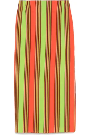 VERSACE 2000s striped midi skirt