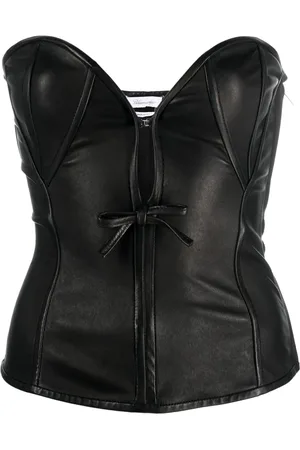 BLUMARINE Sweetheart-neck leather top