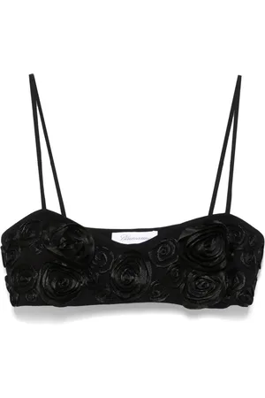 BLUMARINE Floral-appliqu?? cropped top