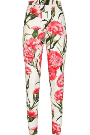 Dolce & Gabbana Floral-print silk leggings