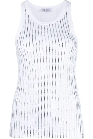 The Attico Crystal-embellished cotton top