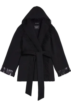 Balenciaga Fringed-edge hooded cardi-coat