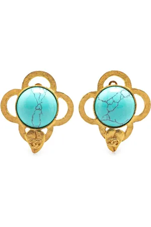 CHANEL 1995 Plated Gripoix Clover Clip On Earrings costume earrings