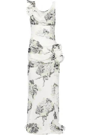 Alessandra Rich Rose-print silk gown