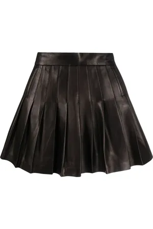 Balmain Pleated leather miniskirt