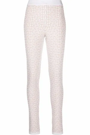 Balmain Monogram-pattern knitted leggings