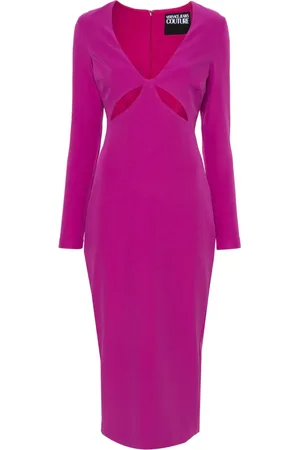 VERSACE Logo-appliqu?? cut-out midi dress