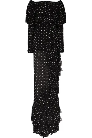 Balmain Off-the-shoulder ruffled polka-dot gown
