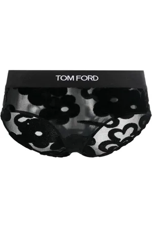 Tom Ford Floral-lace logo-waistband briefs