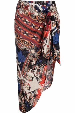Balmain Printed jersey Pareo asymmetric skirt