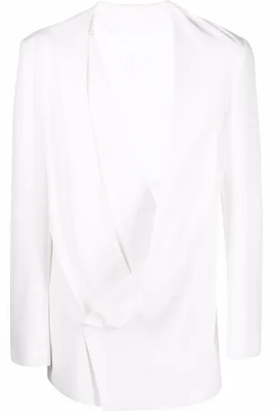 Balmain Monogram-collar draped blazer