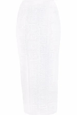 Balmain Perforated monogram skirt