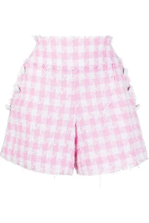 Balmain Button-embellished gingham tweed shorts