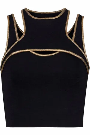 Balmain Contrast-trim knitted crop top