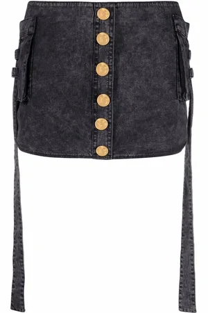Balmain Buttoned mini denim skirt