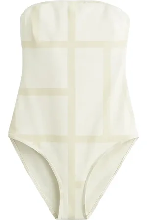Totême Monogram strapless swimsuit