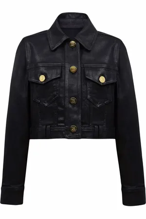 Balmain Cropped coated-denim jacket