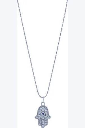 Sydney Evan 14kt white gold Hamsa sapphire and diamond necklace