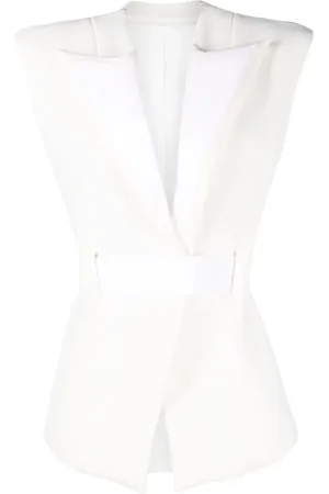 Balmain Padded-shoulder belted vest