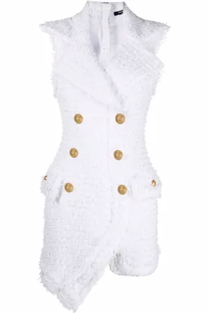 Balmain Decorative button tweed dress