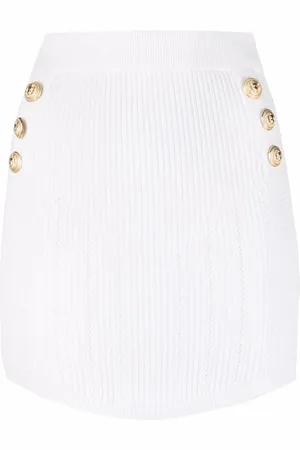 Balmain Ribbed-knit fitted miniskirt