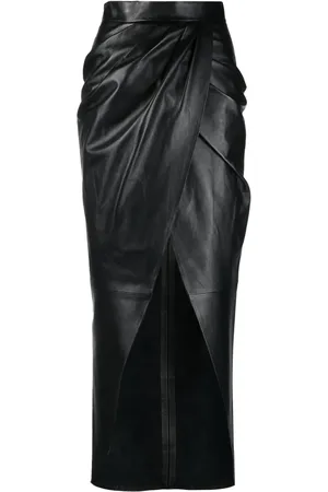 Balmain Draped leather wrap skirt