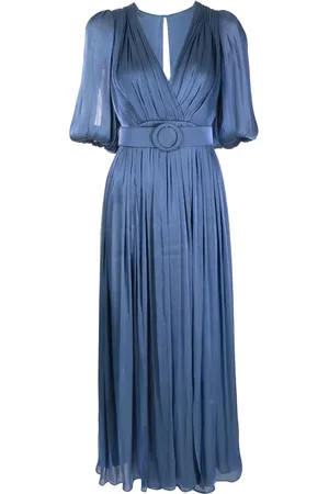 Costarellos Gathered side-slit midi dress