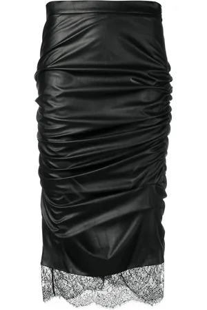 Tom Ford Womens Ruched Eco-Leather Midi Skirt