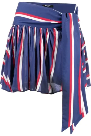 Balmain Pleated striped miniskirt