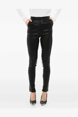 Balmain High-waisted skinny leather trousers