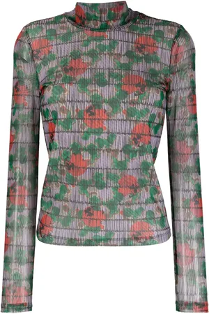 HENRIK VIBSKOV Abstract-print mock-neck T-shirt
