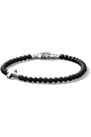 David Yurman Hex Bead Bracelet with Black Onyx and 18K Yellow Gold, 8mm Men's Size Medium