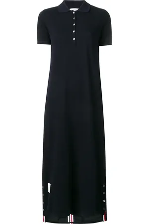 Thom Browne Center-Back Stripe Piqu?? Polo Dress